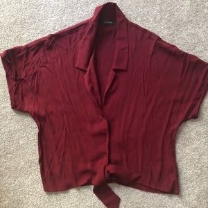 Batwing Sleeves Tie-front Button Up Blouse